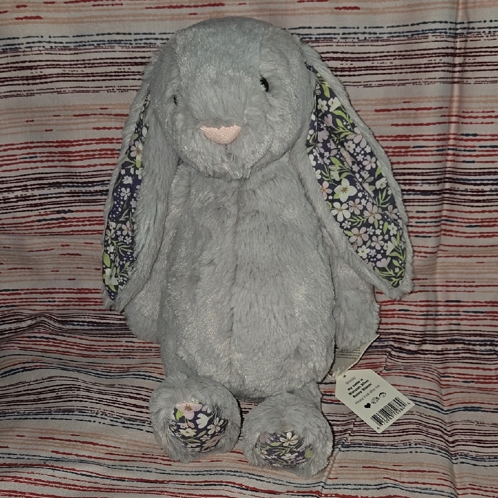 Jellycat Blossom Silver Bunny 'Bloom' With Dust Bag